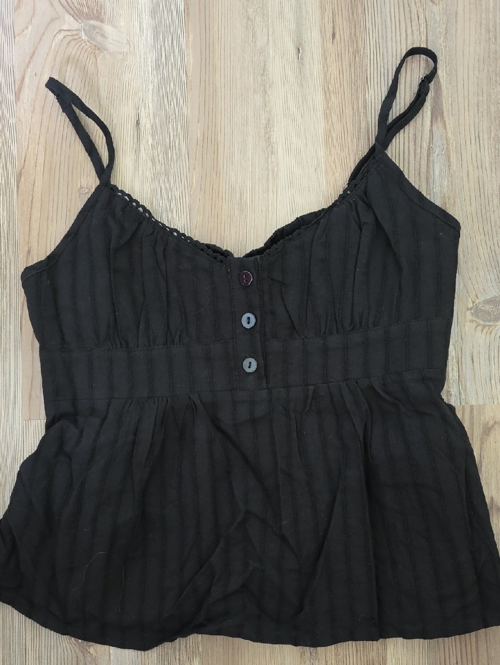 NWT Ally Black Spaghetti Strap Button-Front Cami